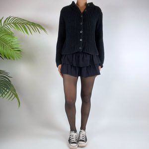 Vintage Y2K Ralph Lauren Black Grunge Cottagecore Knit Sweater Cardigan / Sz: S